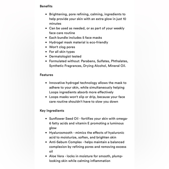 🦋$4 ~ Glow Mask ~ Hydrogel Face Mask ~ LOOPS ~ Double Take ~ NEW - Picture 3 of 8